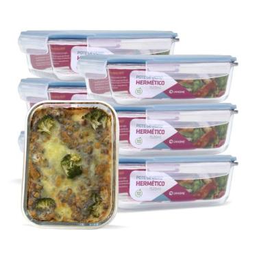 Imagem de KIT 7 Potes de Vidro Retangular com Tampa Hermética 1520ml - U4home, A