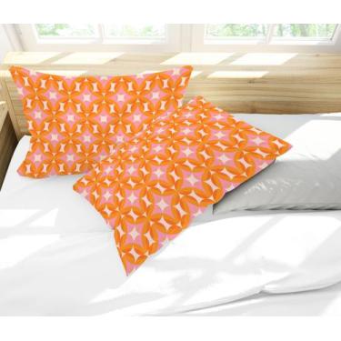 Imagem de Par de Fronhas Estampa Mosaico Círculos Laranja e Rosa - Core Decore
