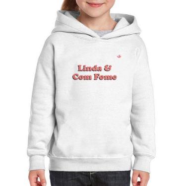 Imagem de Moletom Infantil Linda e Com Fome - Foca na Moda, Branco, 14