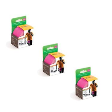 Imagem de KIT 03 Rolos de Bandagem Elástica Adesiva Tmax 5cm x 5m, Rosa