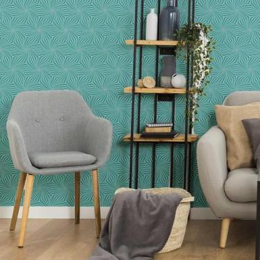 Imagem de Papel de Parede Adesivo Grafismo Verde água N06054 R 0,58x3M - Adesivo