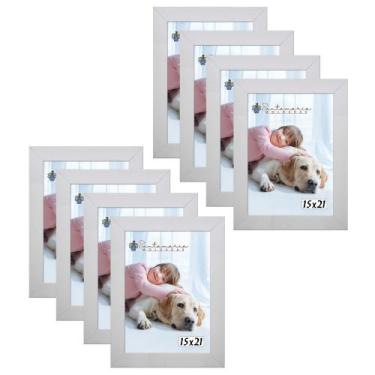 Imagem de Kit 8 Molduras Porta Retrato 15X21 Branco - Santamaria Molduras