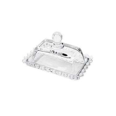 Imagem de Manteigueira de Cristal Bolinha Transparente 14 x 9 x 9,5cm - WOLFF