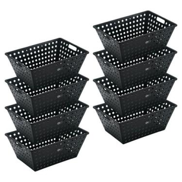 Imagem de Kit 8 Cestas Caixas Organizadoras Gg 39x30x17 Amazenamento - Coza, Pre