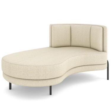 Imagem de Chaise Longue Divã 164cm Braço Direito Logus D06 Linho Creme - Mpozena