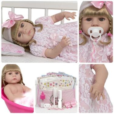 Imagem de Bebê Reborn Menina Gatinha Loira Enxoval 20 Itens Barata - Cegonha Reb