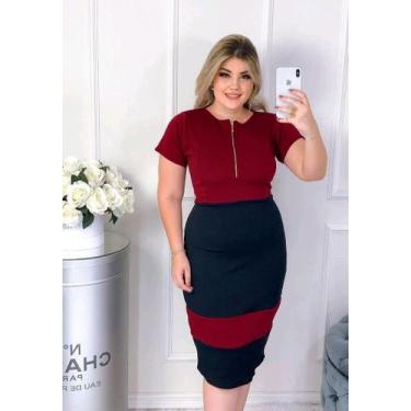 Imagem de Vestido Midi Plus Size Biocolor ziper Moda Feminina Evangélica - Miss 