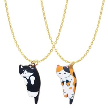 Imagem de Sopopal Pacote com 2 colares femininos fofos com pingente kawaii de ouro, corrente de ouro, presentes para amantes de gatos, Univeral, Liga de aço, Sem Pedra Preciosa