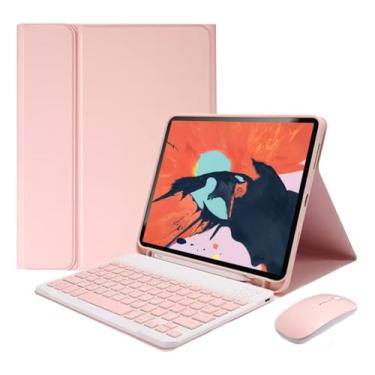 Imagem de Capa Tablet + Teclado + Mouse Para iPad Pro 11 Polegadas (rosa, Teclado comum)