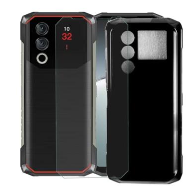 Imagem de MAOUICI Capa para Doogee Blade10 Max, capa macia de TPU antiimpressão digital, protetor de tela de vidro temperado [1 unidade] [6,7 polegadas] preta