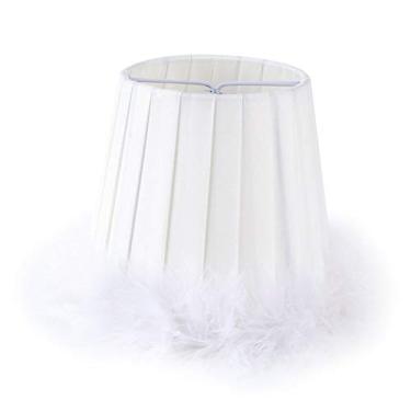 Imagem de Luminária de Tecido de Penas, Candelabro Pendente, Abajur Elegante, Romântico, Capa de Lâmpada de Pano Branco, Uso Multiuso, Leve, Com Ponta de LED, Instalação