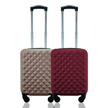 Imagem de Conjunto de 2 Malas de Bordo Rígidas ABS, Tamanho PP, Infantil, Compatível ANAC, com Cadeado e Rodas 360°, de 8kg, D1PPC2 (Cereja/Rosé)