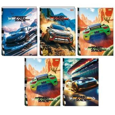 Imagem de Kit 5 Caderno Grande Fast Race Capa Dura 80 Folhas Jandaia