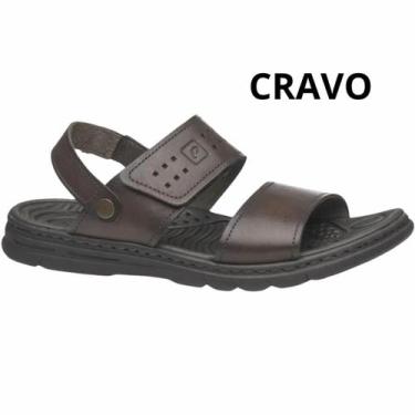 Imagem de Sandália Papete Masculina Pegada Tiras Couro tiras autocolantes Confor