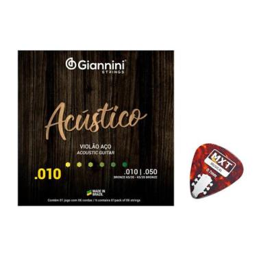 Imagem de Encordoamento Giannini Geswam 0.10 De Violão Aço com Palheta - Giannin
