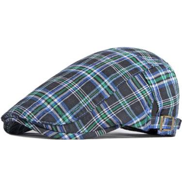 Imagem de Boina Plana Xadrez Design Italiana Pintor Casual Boné Unissex Moda Pri