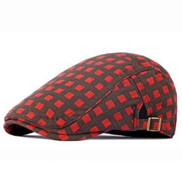 Imagem de Boina Italiana Xadreza Quadriculada Moda Casual Unissex - xthree, Verm
