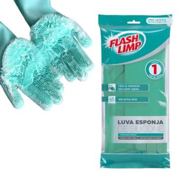 Imagem de Luva Esponja Silicone Multiuso Flash Limp Lava Carrro Loça Pet
