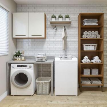 Imagem de Lavanderia Modulada Belém 1 Armário Multiuso e Armário Aéreo Kaiki Móv