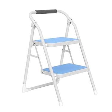 Imagem de Escada dobrável, escada dobrável, 2 degraus, aço resistente, pedal largo, leve, antiderrapante, portátil e dobrável, corrimãos longos, perfeitos para cozinha e casa, banquinho dobrável (B