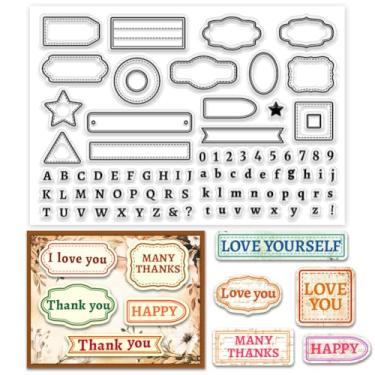 Imagem de PH PandaHall Carimbo transparente com número de letra para fazer cartões, moldura de etiqueta, alfabeto, borracha de silicone, carimbo de texto transparente para diário, álbuns, cartões postais,