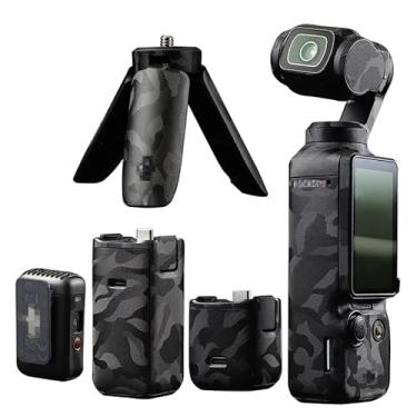 Imagem de Película protetora 5 em 1 yiodelu antiarranhões para DJI Pocket 3 adesivo camuflado preto fibra de carbono para câmera de ação DJI Osmo Pocket 3 adesivo proteção total