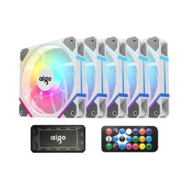 Imagem de RGB 120mm Aigo AM12 Case Fan Kit 6Pin Water Cooler CPU Ventiladores De