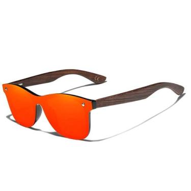 Imagem de Óculos de sol polarizados elegante de madeira artesanal bambu enegreci