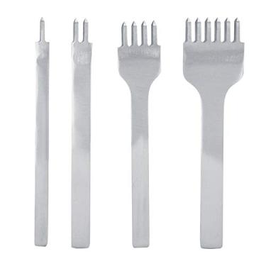 Imagem de 4 Peças de Ferramentas Profissionais de Couro, Perfurador de Couro DIY Com Espaçamento de 3 Mm, Conjunto de Ferramentas de Perfuração de Costura Com 1 + 2 + 4 + 6 Pinos, Kit de