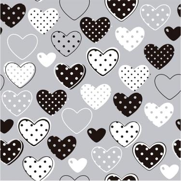 Imagem de Papel De Parede 10m Adesivo Preto Quarto Corações Cinza