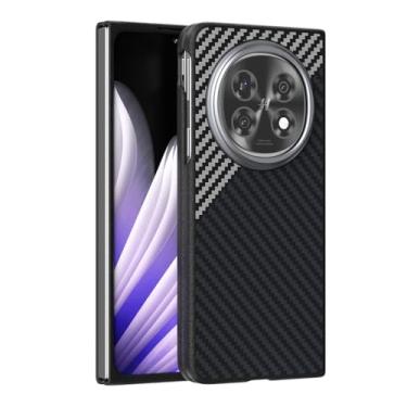 Imagem de FWYANZH Capa magnética para Oppo Find N5, capa de telefone padrão de fibra de carbono, proteção de lente de câmera, capa ultrafina antiqueda, prata, Find N5