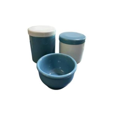 Imagem de Kit Higiene Bebe Porcelana Menina Menino Pote Molheira Cores - Dóia Ki