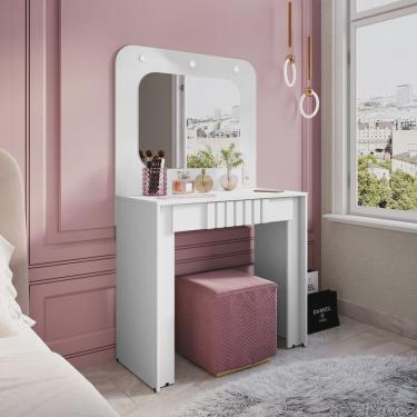 Imagem de Penteadeira Camarim com Espelho Rouge Branco