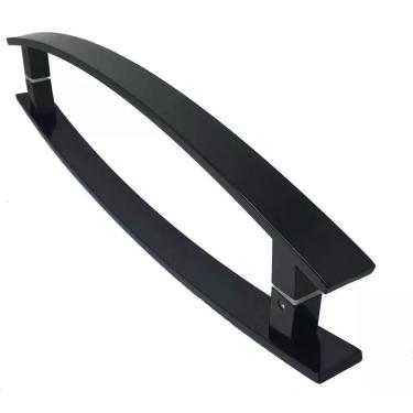 Imagem de Puxador Curvo para porta pivotante 1,2 metros Madeira e Vidro inox Preto fosco