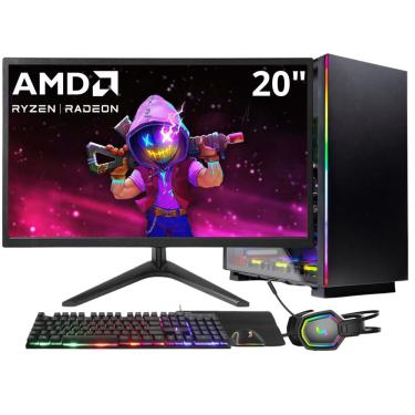 Imagem de Pc Gamer 3green Winner, amd Ryzen 5 4600G, 8GB DDR4, ssd 256GB, Gráficos Radeon vega, Fonte 500W, Monitor 20 led, Kit Gamer completo - GSW-24005