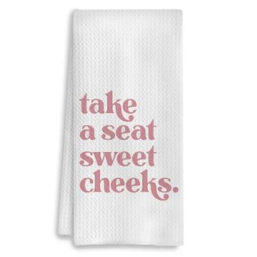 Imagem de COWEB Take a Seat Toalhas de mão de banheiro Sweet Cheeks, toalhas de mão femininas rosa preppy para banheiro banheiro decoração de banheiro, 40 x 61 cm