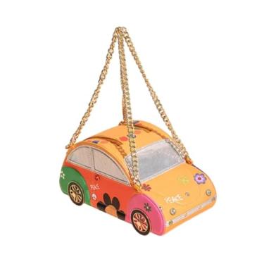 Imagem de Colaxi Bolsa de bolsa de estilo de carro para mulheres bolsas de armazenamento de telefone para trabalho de cosméticos, chaves, Carro Amarelo