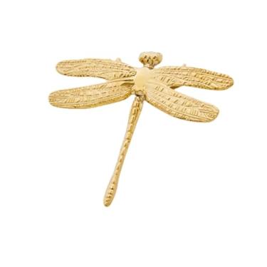 Imagem de Puxador de móveis de pena de libélula de latão, puxador de gaveta de armário de guarda-roupa pastoral dourado brilhante prateado, 4