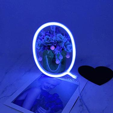 Imagem de SHANJIA Neon-Buchstabe, Neonlichter LED-Alphabet-Buchstaben-Lichter Neonschild leuchten Buchstaben Batterie und USB-betriebenes Blau Neonlicht Neon-Wandleuchte (Q)