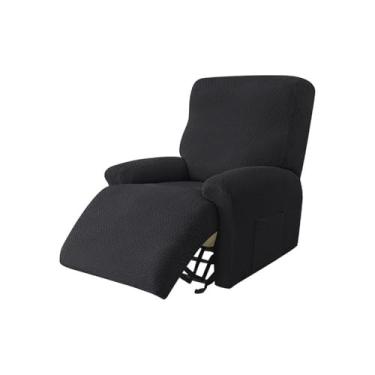 Imagem de Capa de sofá reclinável, capa de almofada de cor sólida, capa de sofá de 1/2/3/4 lugares, à prova d'água, textura de folha, estilo 1, preto, 2 lugares