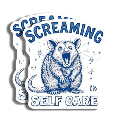 Imagem de Adesivo Screaming is Self Care - Adesivo de meme engraçado para laptop - Adesivo de animal fofo - Adesivo de saúde mental - Adesivo de autocuidado - Design decorativo durável para casa - AAS0813