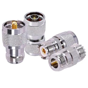 Imagem de CNARIO Kit adaptador de conector de cabo coaxial RF N para UHF PL259 SO239, N macho/fêmea para UHF macho/fêmea conectores coaxiais para antena de cabo CCTV