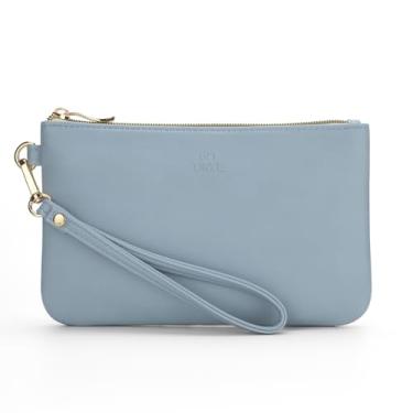 Imagem de GM LIKKIE Bolsa de pulso feminina, bolsa clutch noturna com alça para festa e formatura, bolsa de praia para o verão, Azul claro