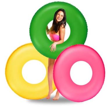 Imagem de Kit 3 Boias Redondas Praia Piscina Inflável Criança Adulto Premium Decoração de Festa Pool Party Casa Buritis