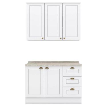 Imagem de Armario Aereo E Balcao 120 Cm Ce169 Americana Branco Calcare Henn