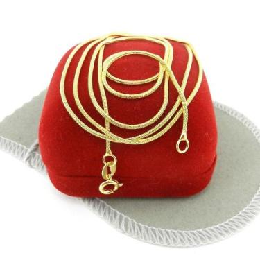 Imagem de Corrente Feminina 40Cm 1Mm Largura Folheada Ouro Cr117 - Wnbijouterias