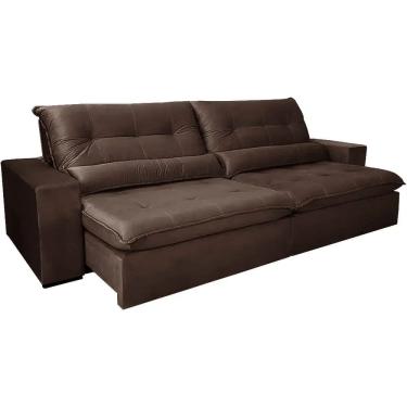 Imagem de Sofá Maximo 6 Lugares Retrátil e Reclinável 290cm Tecido Veludo Mundial Cor Marrom