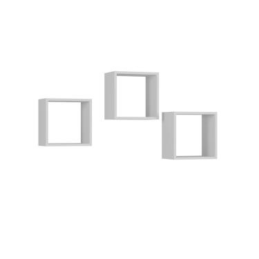 Imagem de Kit 3 Nichos Decorativos Parede Milla Quadrado Em Mdp Branco