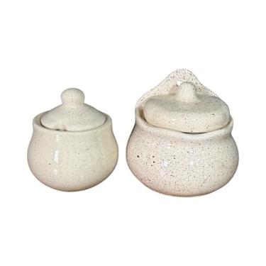 Imagem de Kit Saleiro e Açucareiro Para Cozinha Feito de Cerâmica