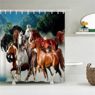 Imagem de Cortinas de chuveiro de leão de cavalo, estampa de zebra, elefante, cortinas de banheiro, tecido de poliéster à prova d'água, decoração, 180 * 240cm, cortina, JK4431, L210xA180cm